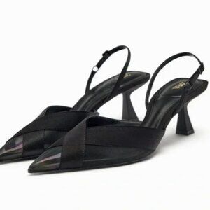 ZARA MESH SLINGBACK HEELS